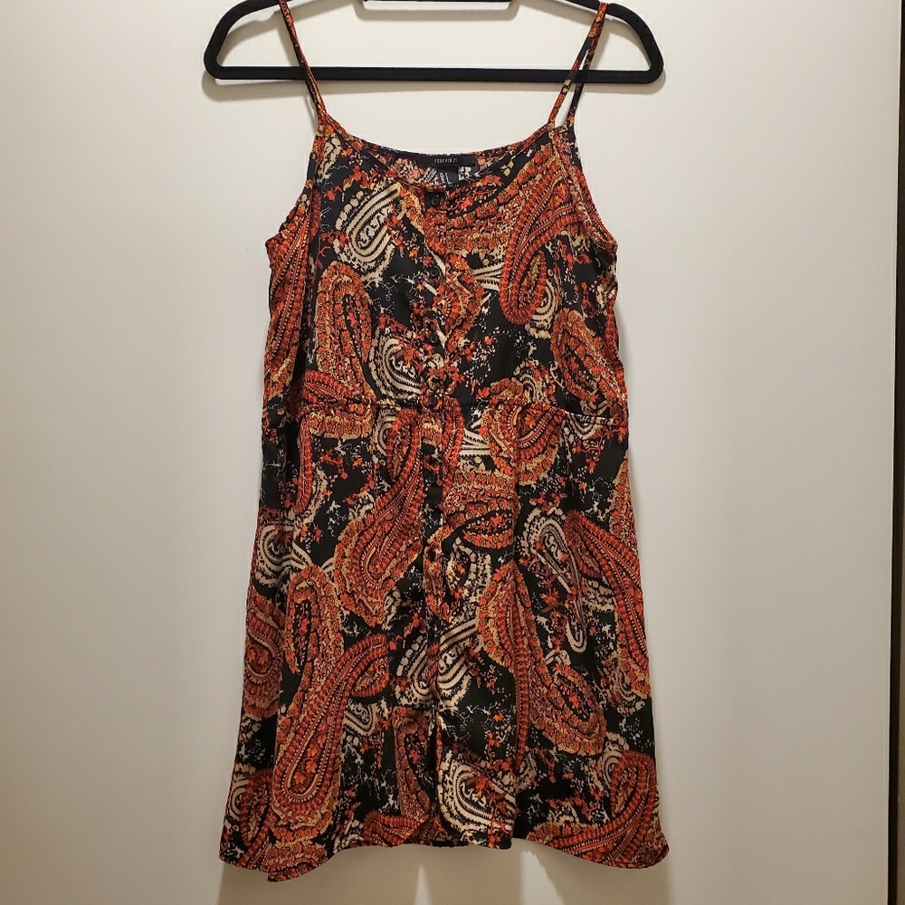 Black, Orange, & Yellow Paisley Sleeveless Dress